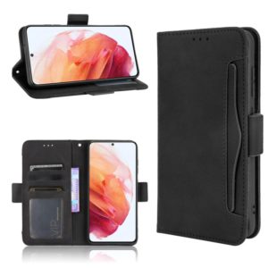 For Samsung Galaxy S21 FE Skin Feel Calf Pattern Horizontal Flip Leather Case with Holder & Card Slots & Photo Frame(Black) (OEM)