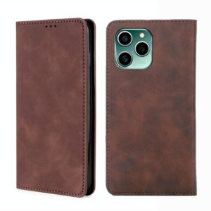 For Honor 60 SE Skin Feel Magnetic Horizontal Flip Leather Phone Case(Dark Brown) (OEM)
