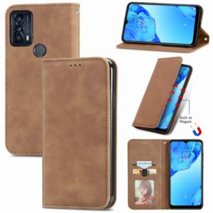 For TCL 20B Retro Skin Feel Magnetic Horizontal Flip Leather Phone Case(Brown) (OEM)