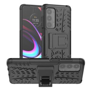 For Motorola Edge (2021) Tire Texture Shockproof TPU+PC Protective Case with Holder(Black) (OEM)