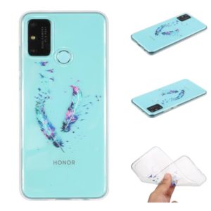 For Huawei Honor 9A Coloured Drawing Pattern Transparent TPU Case(Feather) (OEM)