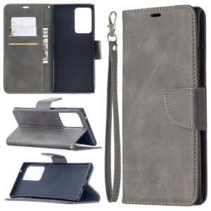 For Samsung Galaxy Note 20 Ultra Retro Lambskin Texture Pure Color Horizontal Flip PU Leather Case, with Holder & Card Slots & Wallet & Lanyard(Grey) (OEM)