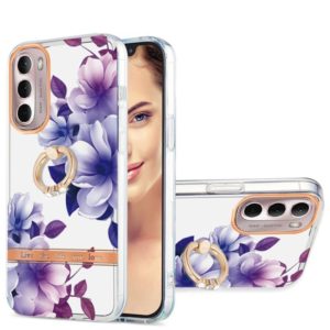 For Motorola Moto G Stylus 2022 4G Ring IMD Flowers TPU Phone Case(Purple Begonia) (OEM)