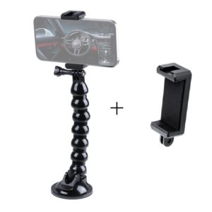 Extended Suction Cup Jaws Flex Clamp Mount with Cold Shoe Phone Clamp (Black) (OEM)