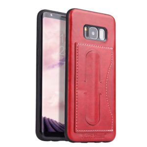 Fierre Shann Full Coverage Protective Leather Case for Galaxy S8, with Holder & Card Slot(Red) (OEM)