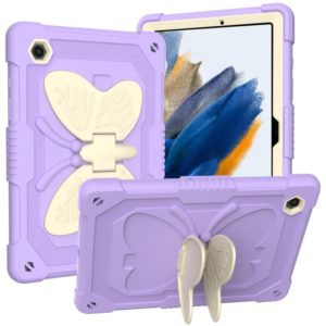 For Samsung Galaxy Tab A8 10.5 2021 Beige PC + Silicone Holder Tablet Case(Beige+Raro Purple) (OEM)