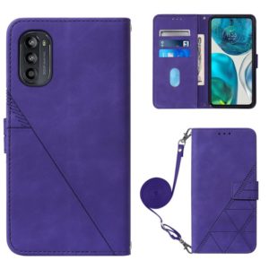 For Motorola Moto G52 Crossbody 3D Embossed Flip Leather Phone Case(Purple) (OEM)