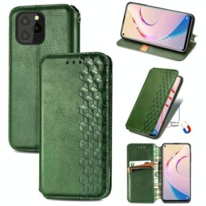 For OUKITEL C21 Pro Cubic Grid Pressed Horizontal Flip Magnetic PU Leather Case with Holder & Card Slots & Wallet(Green) (OEM)