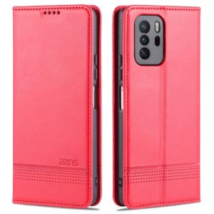 For Xiaomi Redmi Note 10 Pro 5G AZNS Magnetic Calf Texture Horizontal Flip Leather Case with Card Slots & Holder & Wallet(Red) (AZNS) (OEM)