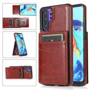 For Huawei P30 Pro Solid Color PC + TPU Protective Case with Holder & Card Slots(Brown) (OEM)