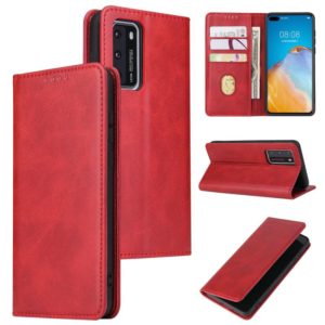 For Huawei P40 Calf Texture Magnetic Horizontal Flip Leather Case with Holder & Card Slots & Wallet(Red) (OEM)