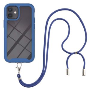 For iPhone 12 mini Starry Sky Solid Color Series Shockproof PC + TPU Protective Case with Neck Strap (Blue) (OEM)