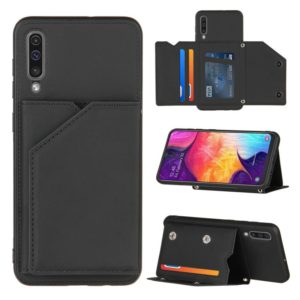 For Samsung Galaxy A50 & A30s & A50s Skin Feel PU + TPU + PC Back Cover Shockproof Case with Card Slots & Holder & Photo Frame(Black) (OEM)
