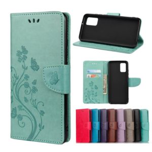 For Samsung Galaxy A32 5G Butterfly Flower Pattern Horizontal Flip Leather Case with Holder & Card Slots & Wallet(Green) (OEM)