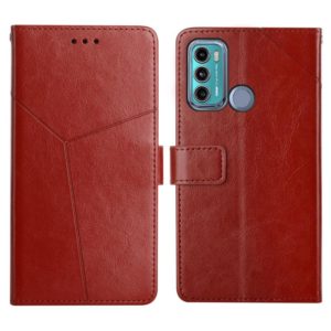 For Motorola Moto G40 / G60 Y Stitching Horizontal Flip Leather Phone Case with Holder & Card Slots & Wallet & Photo Frame(Brown) (OEM)