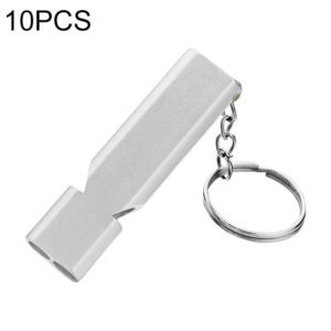 MNL-006 Aluminum Alloy Double Tube High Frequency Whistle Children Outdoor Survival Whistle with Key Ring(Silver) (OEM)