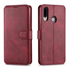 For Samsung Galaxy A20s AZNS Calf Texture Horizontal Flip Leather Case, with Holder & Card Slots & Wallet & Photo Frame(Red) (AZNS) (OEM)