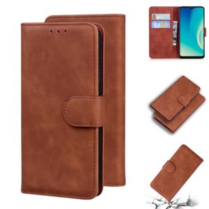 For ZTE Blade A7s 2020 Skin Feel Pure Color Flip Leather Phone Case(Brown) (OEM)