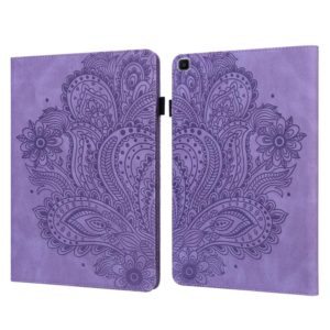 For Samsung Galaxy Tab A 8.0 (2019) T290 Peacock Embossed Pattern TPU + PU Horizontal Flip Leather Case with Holder & Card Slots & Wallet(Purple) (OEM)