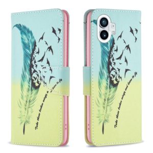 For Nothing Phone 1 Colored Drawing Pattern Leather Phone Case(Feather) (OEM)