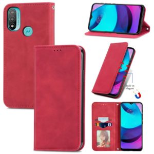 For Motorola Moto E20 Retro Skin Feel Magnetic Horizontal Flip Leather Case with Holder & Card Slots & Wallet & Photo Frame(Red) (OEM)