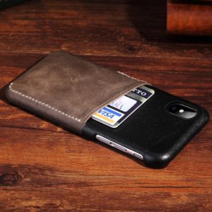 For iPhone X / XS Contrast Color PU Leather Protector Back Case with Card Slot(Coffee) (OEM)
