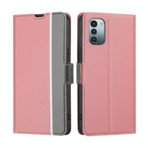 For Nokia G21 / G11 Twill Texture Side Button Leather Phone Case(Pink) (OEM)
