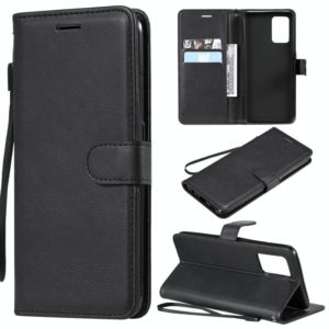 For OPPO F19 / A74 4G Solid Color Horizontal Flip Protective Leather Case with Holder & Card Slots & Wallet & Photo Frame & Lanyard(Black) (OEM)
