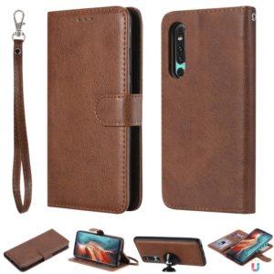 For Huawei P30 Solid Color Horizontal Flip Protective Case with Holder & Card Slots & Wallet & Photo Frame & Lanyard(Brown) (OEM)