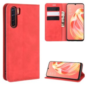For OPPO A91/OPPO F15/OPPO Reno 3 Retro-skin Business Magnetic Suction Horizontal Flip PU Leather Case with Holder & Card Slots & Wallet(Red) (OEM)