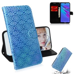 For Huawei Y6 2019 Solid Color Colorful Magnetic Buckle Horizontal Flip PU Leather Case with Holder & Card Slots & Wallet & Lanyard(Blue) (OEM)