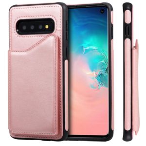 For Galaxy S10 Shockproof Calf Texture Protective Case with Holder & Card Slots & Frame(Rose Gold) (OEM)