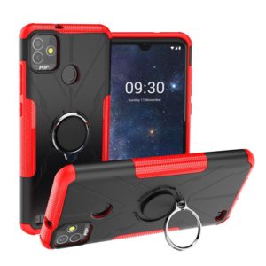 For Tecno Pop 5P Armor Bear Shockproof PC + TPU Phone Case with Ring Holder(Red) (OEM)