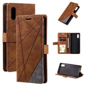 For Samsung Galaxy A02 (EU Version) Skin Feel Splicing Horizontal Flip Leather Case with Holder & Card Slots & Wallet & Photo Frame(Brown) (OEM)