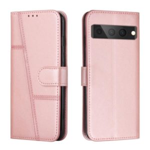 For Google Pixel 7 Pro Stitching Calf Texture Buckle Leather Phone Case(Pink) (OEM)