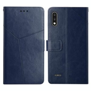 For LG K22 Y Stitching Horizontal Flip Leather Phone Case(Blue) (OEM)