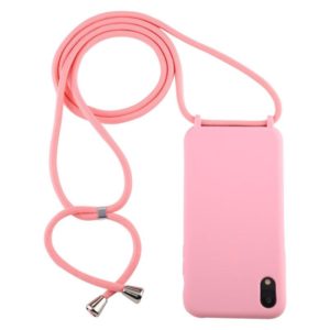 For iPhone XR Candy Color TPU Protective Case with Lanyard(Pink) (OEM)