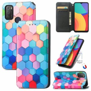 For Alcatel 1S (2021) Colorful Magnetic Horizontal Flip PU Leather Case with Holder & Card Slot & Wallet(Colorful Cube) (OEM)