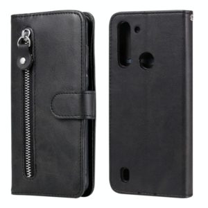 For Motorola Moto G8 Power Lite Fashion Calf Texture Zipper Horizontal Flip Leather Case with Holder & Card Slots & Wallet Function(Black) (OEM)