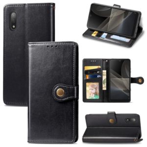 For Sony Xperia ACE II Solid Color Leather Buckle Phone Case with Lanyard & Photo Frame & Card Slot & Wallet & Stand Function(Black) (OEM)