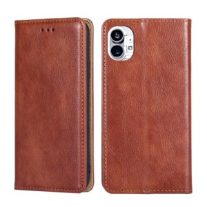 For Nothing Phone 1 Gloss Oil Solid Color Magnetic Leather Phone Case(Brown) (OEM)