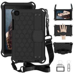 For Galaxy Tab A8.0 T290 / T295（2019） Honeycomb Design EVA + PC Four Corner Anti Falling Flat Protective Shell With Straps(Black+Black) (OEM)