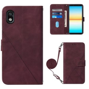 For Sony Xperia ACE III Crossbody 3D Embossed Flip Leather Phone Case(Wine Red) (OEM)