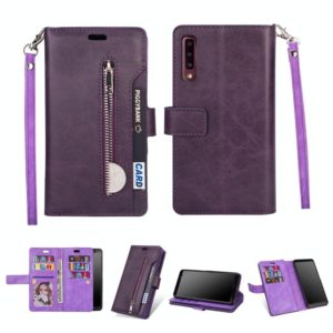 For Samsung Galaxy A70 Multifunctional Zipper Horizontal Flip Leather Case with Holder & Wallet & 9 Card Slots & Lanyard(Purple) (OEM)