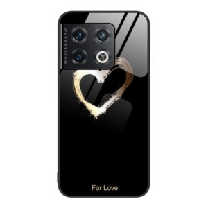 For OnePlus 10 Pro Colorful Painted Glass Phone Case(Black Love) (OEM)