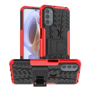For Motorola Moto G31 / G41 Tire Texture TPU + PC Phone Case with Holder(Red) (OEM)