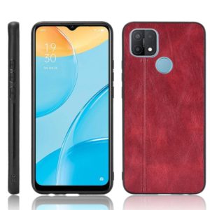 For OPPO A15 Shockproof Sewing Cow Pattern Skin PC + PU + TPU Case(Red) (OEM)