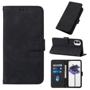 For Nothing Phone 1 3D Embossed Flip Leather Phone Case(Black) (OEM)