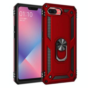 For OPPO A5 / A3s Shockproof TPU + PC Protective Case with 360 Degree Rotating Holder(Red) (OEM)