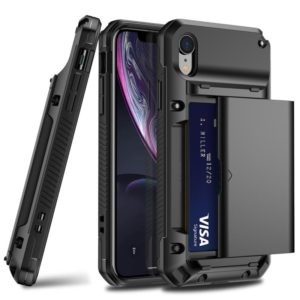 For iPhone XS Max PC+TPU Shockproof Heavy Duty Armor Protective Case with Slide Multi-Card Slot(Black) (OEM)